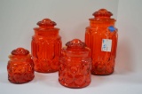 Set of 4 Amberina Canisters - Thumbnail Pattern