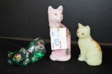 3 Cat Paperweights Hand painted and Signed and Numbered
