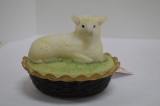 Fenton - Hand painted and Signed Sheep in Basket