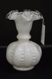 White Pumpkin Squash Vase w/ Wave Crest Edge