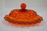 Amberina Daisy and Coin Covered Butter Dish