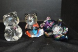 3 Bear Paperweights: Panda, Clear, Hand painted and Signed 