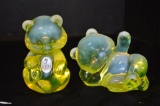 2 Opalescent Vaseline Fenton Bears