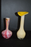 2 Small Vases Art Glass and Jack in the Pulpit Vase Encased Glass