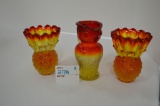 2 Mini Vase: 1 Pineapple Amberina, 1 Owl Pitcher Amberina