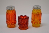 Amberina Salt and Pepper Shaker w/ Toothpick Holder