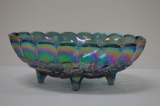 Lage Oval 4 Footed Iridescent Green Fruit Bowl