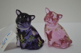 Pair Hand painted and Signed Lenox Fenton Pig Figurines
