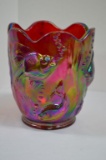 Fenton Red Iridescent Fish Vase