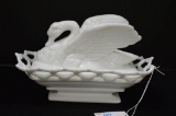 Milk Glass Swan in Basket