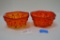 Pair Amberina Button and Daisy Dishes