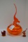 Group of Orange/Red Covered Bird Dish - Viking?: 2 Small Bird Figures, 1 Si