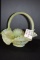 Opalescent Hand painted Signed and Numbered Crimped Edge Basket by Fenton