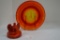 Orange Slag Eagle Paperweight by Fenton and Bicentennial Ash Tray/Plate 9