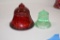 Pair Bell Insulators Red and Green - Bell Systems Fenton