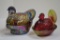 Carnival Turkey Covered Dish Imperial Glass, Red/Yellow Turkey on Nest