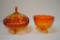 Amberina Footed Compotes/Dishes Hobnail: 1 Lidded