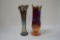 Pair Carnival Glass Vases 9 1/2