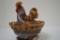 Brown Slag Rooster in Basket Open Edged