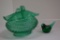 1 Green Pigeon Covered Dish, 1 Green Paperweight