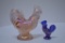 Pair Carnival Rooster Figures - Pink is Fenton