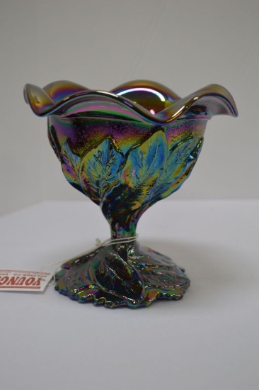 Carnival Glass Candy Dish Leaf Pattern by Imperial Glass: 5" x 5"