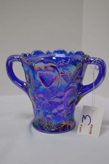 Carnival Glass Double Handled - Strawberry Pattern: 5" x 7"