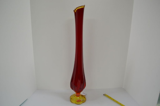 Red/Yellow Footed Vase - 21 1/2" Tall by Smith