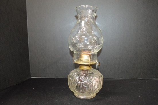 Clear Oil Lamp - Daisy and Button Thumbprint 12" Tall
