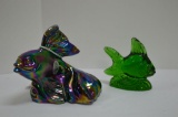 Carnival Fenton Goldfish and Small Green Fish Figurines