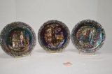 3 Carnival Glass Christmas Plates - 1970, 1971, 1972 by Fenton