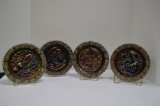 4 Fenton Carnival Glass Mothers Day Plates: 1971, 1972,1974,1975