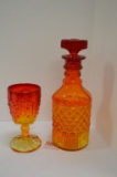 Amberina Decanter and Goblet
