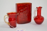 Group of Red Glass: Rectangle Vase 6