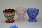 3 Footed Toothpick/ Mini Vase: Carnival Pressed Glass