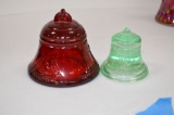 Pair Bell Insulators Red and Green - Bell Systems Fenton