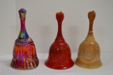 3 Bicentennial Bells: 2 Slag, 1 Red Carnival - All by Fenton