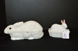 White w/ Red Glass Eyes Bunny Dish 9