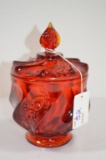 Red Swirl Lidded Compote by Fenton