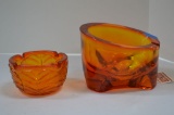 2 Amberina Large Ash Trays: 5 1/2