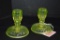 Pair Vaseline Candle Stick Holder