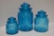 4 Teal Thumbprint Canisters: 9 1/2