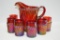 Red Carnival Bead and Swirl Pattern Pitcher 8
