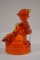 Amberina Glass Girl w/ Geese Figurine 6