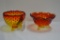 Amberina Hobnail 3 Footed Candy Dishes