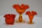 Crimped Edge Amber Hobnail and Thumbprint Vases - 1 is Fenton 6