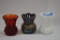 3 Assorted Toothpick Holders: 1 Carnival Daisy and Button, 1 Hobnail White