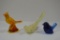 3 Bird Figurines: 1 Fenton Cobalt Blue, 1 Yellow Slag Jay 