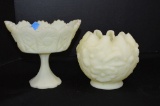 Vanilla Custard: 1 Crimped Flower Pattern Rose Bowl and Oval Footed Starbur