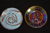 2 Mini Souvenir Plates: 1 Blue Slag 